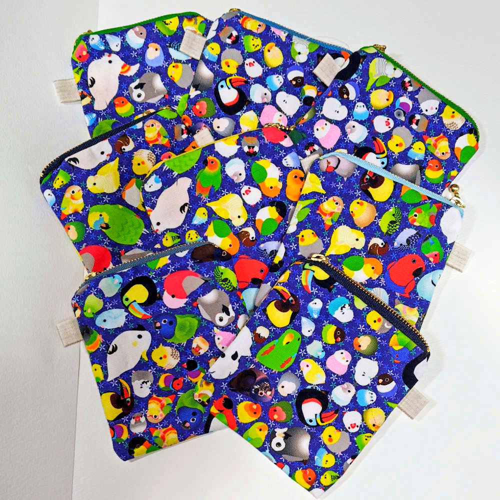 【ぴよぴよブランド】ポーチ/インコ多種・紺