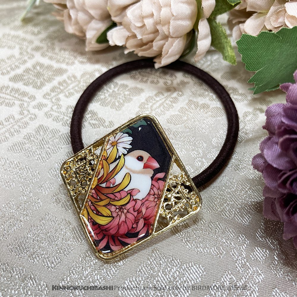 【金乃嘴】ヘアゴム・金透角/文鳥・クリーム