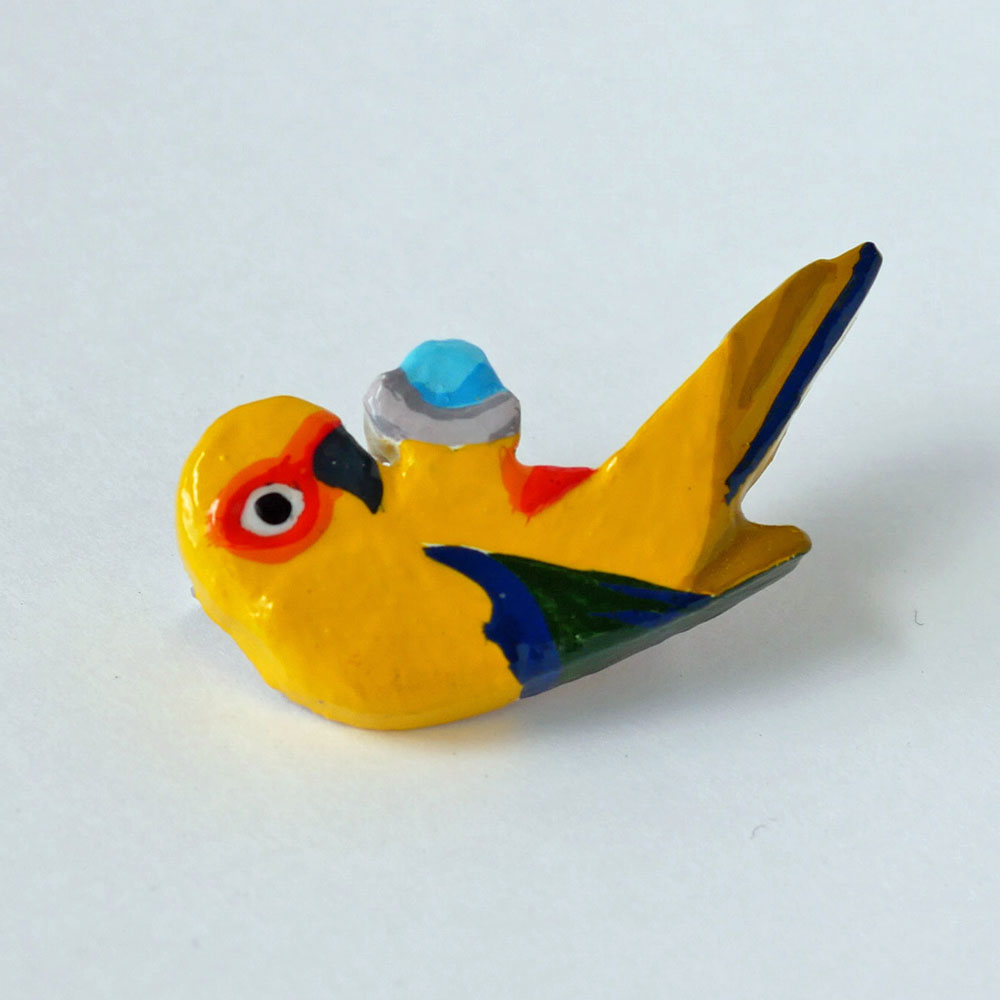 【HEE-HAW】★インコ・ブローチ/コガネメキシコ