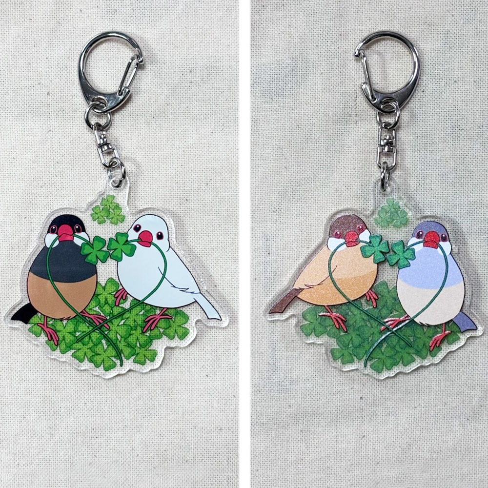 Feather Tail】アクリルキーホルダー/ハート文鳥 鳥専門店 BIRD MORE