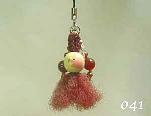 【珠とり屋】★ストラップ041/モモイロインコ◆