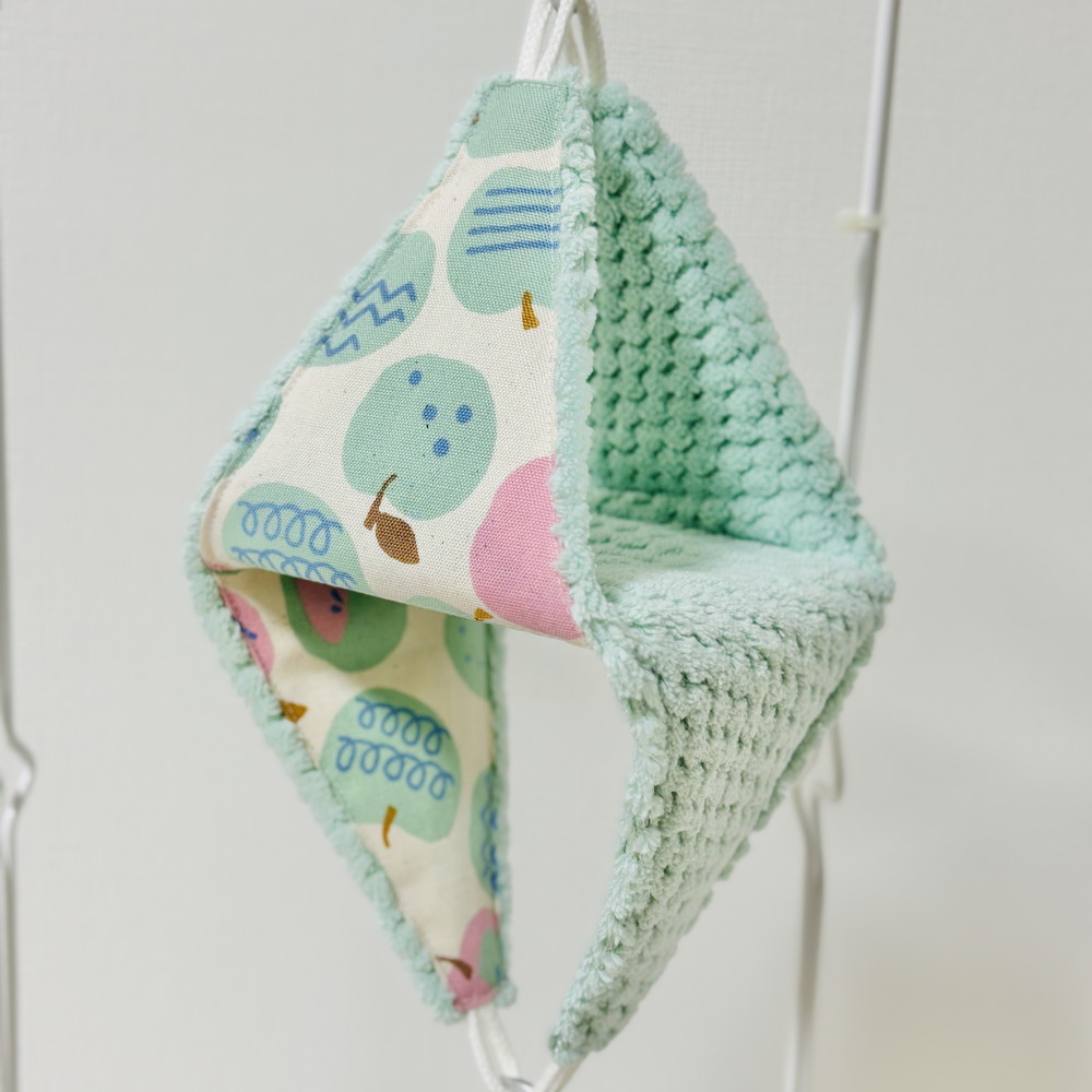 【はるベー】★リバーシブルCHANGEテントS/タオル(グリーン)／リンゴ