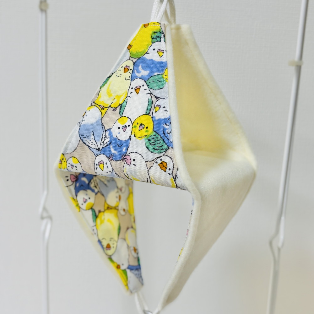 【はるベー】★リバーシブルCHANGEテントS/フリース(オフホワイト)／セキセイインコ