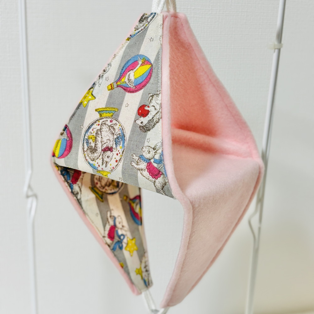 【はるベー】★リバーシブルCHANGEテントM/フリース(ピンク)／ファンシーアニマル