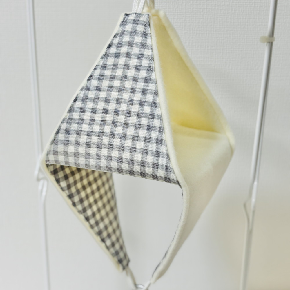 【はるベー】★リバーシブルCHANGEテントM/フリース(オフホワイト)／グレー格子