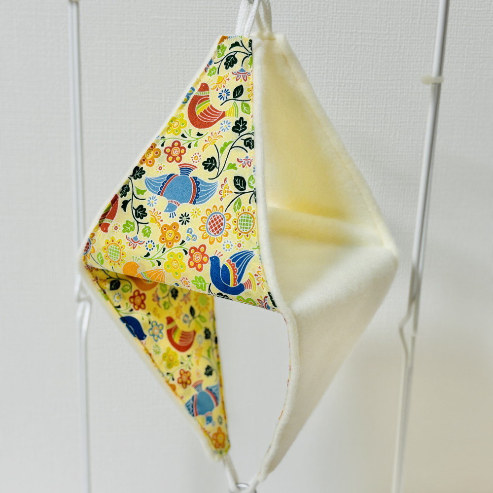 【はるべー】 ★リバーシブルCHANGEテントL/フリース（オフホワイト）／鳥と花