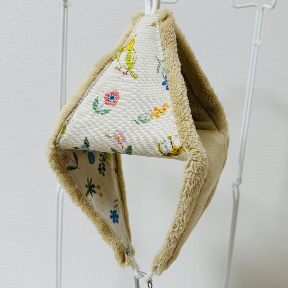 はるべー / ★リバーシブルCHANGEテント【S】猫 ボア（ベージュ）／ インコと 花柄