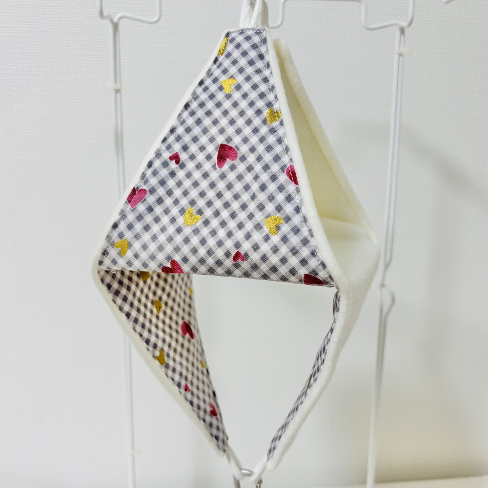 はるべー / ★リバーシブルCHANGEテント【M】フリース （オフホワイト）／ グレーチェック ハート柄