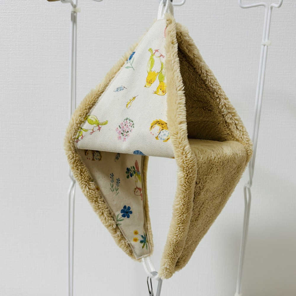 はるべー / ★リバーシブルCHANGEテント【L】猫 ボア（ベージュ）／インコと 花柄