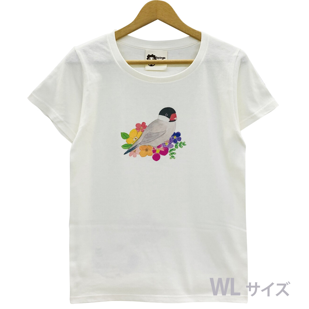9998192【モンゴベス】★Tシャツ・女性用L / フラワー・文鳥 桜 ◆