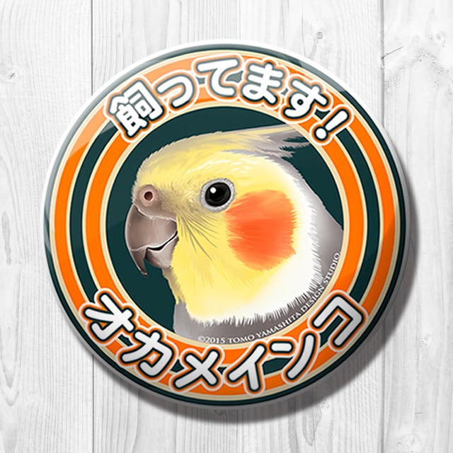 9998507【TOMO YAMASHITA DESIGN STUDIO】飼ってます缶バッジ オカメインコ/ノーマル◆