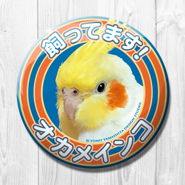 9998508【TOMO YAMASHITA DESIGN STUDIO】飼ってます缶バッジ オカメインコ/ルチノー◆