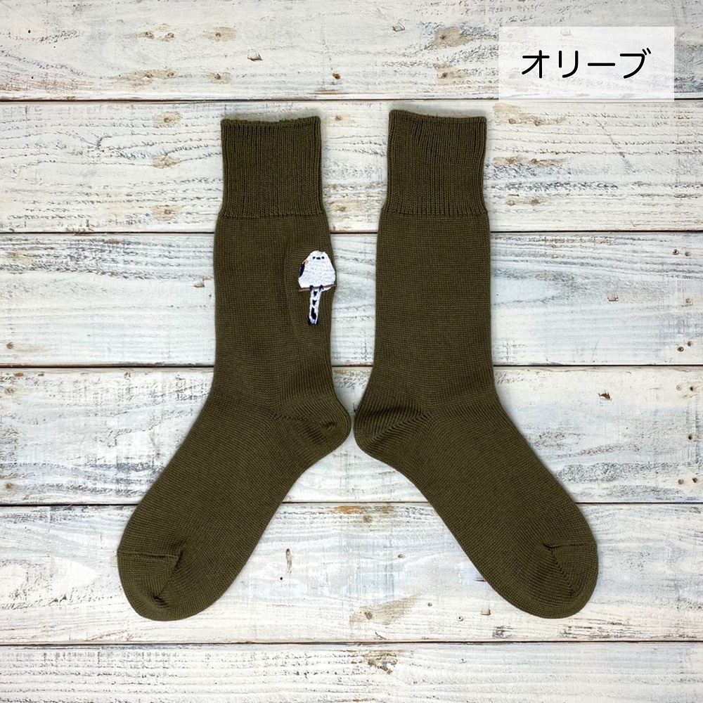 9998531【あいうえ堂】靴下・オリーブ / シマエナガ　