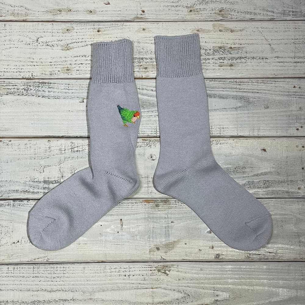 9998537【あいうえ堂】靴下・グレー/ コザクラインコ