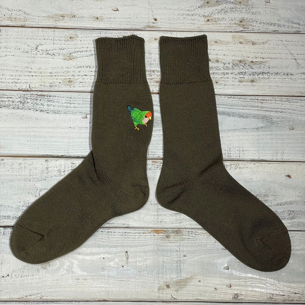 9998539【あいうえ堂】靴下・オリーブ / コザクラインコ