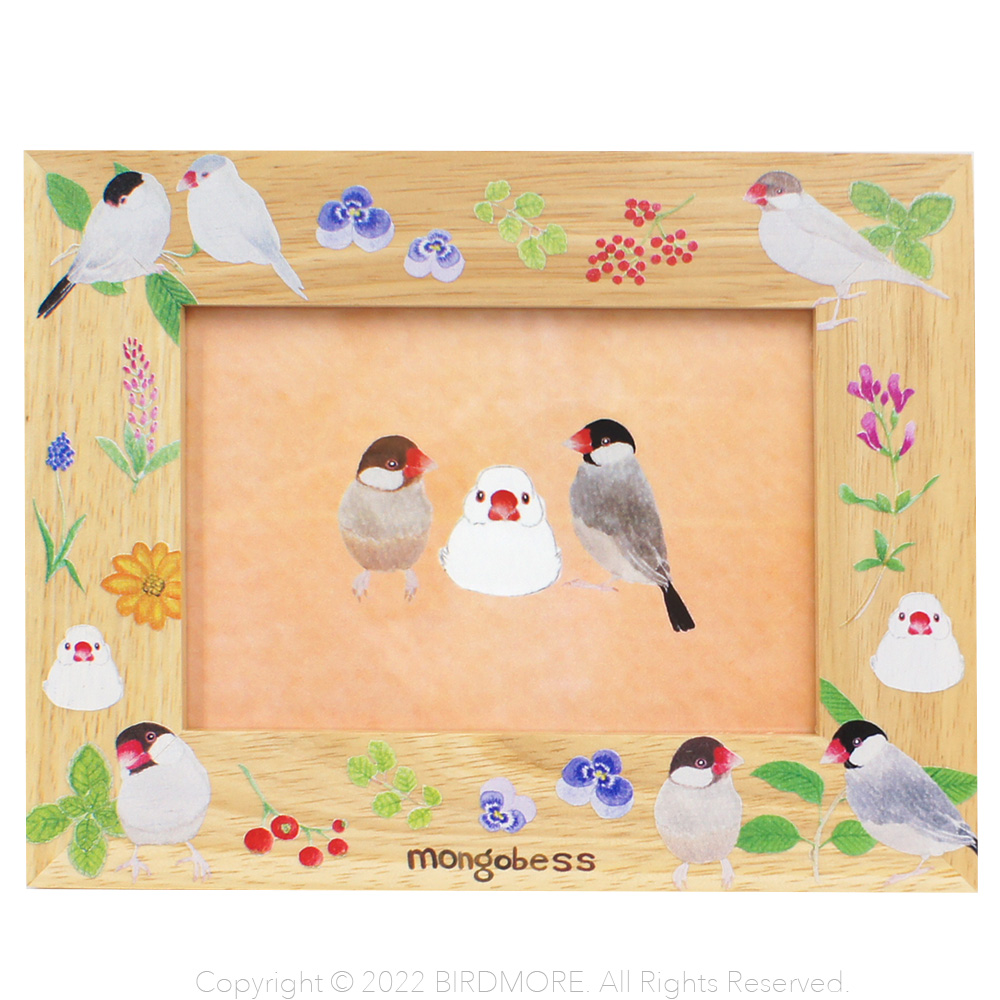 9998607【モンゴベス】フォトフレーム / 草花と文鳥