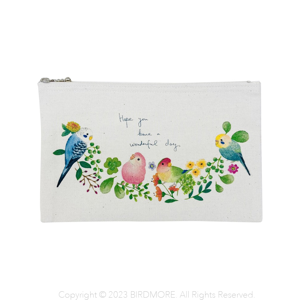 9999119【モンゴベス】フラットポーチ / 小鳥のリース◆