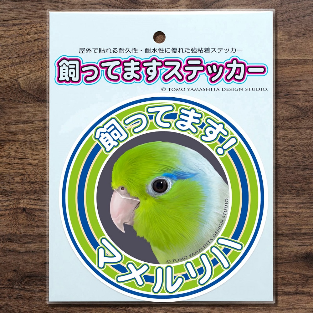 9999542【TOMO YAMASHITA DESIGN STUDIO】飼ってますステッカー マメルリハ /グリーン◆