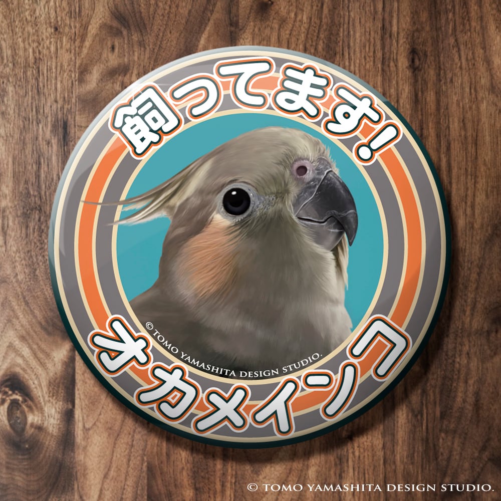 9999546【TOMO YAMASHITA DESIGN STUDIO】飼ってます缶バッジ  オカメインコ/ ノーマル ・メス◆