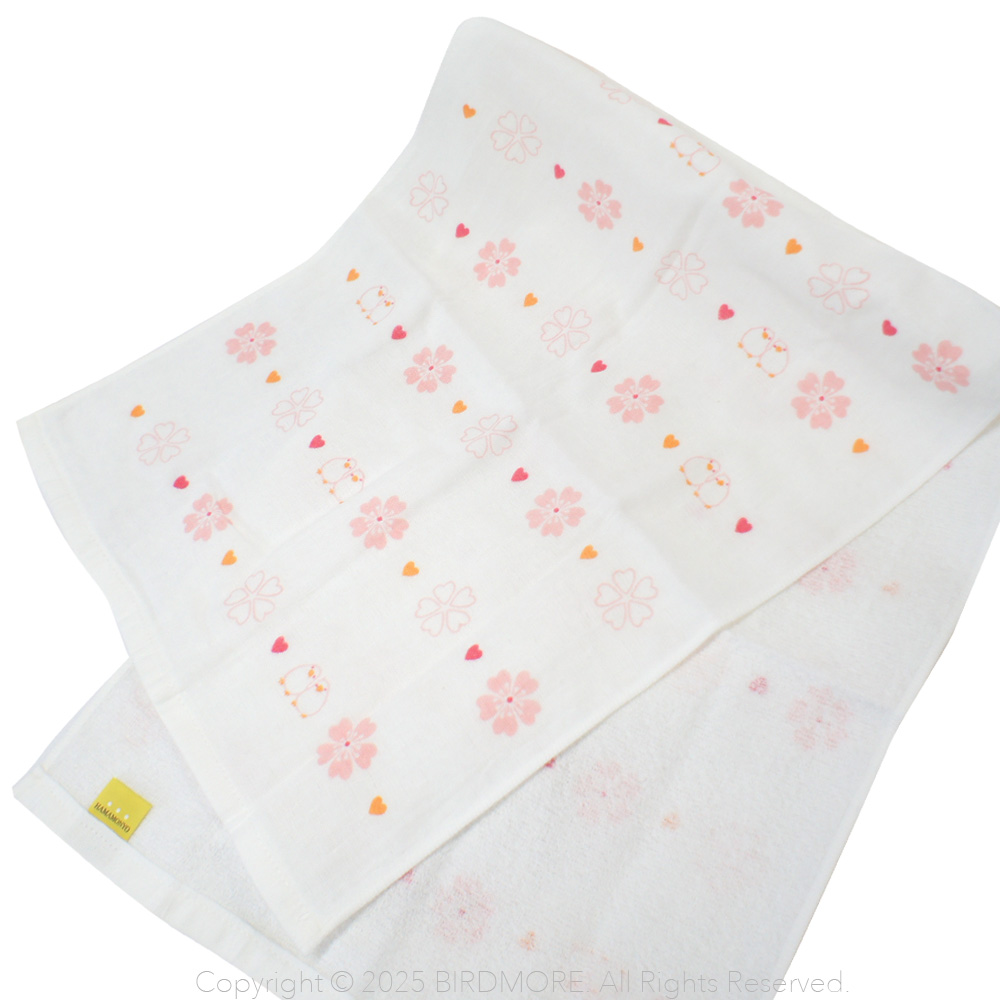 9999578【濱文様】★和たおるフェイス / さくら文鳥◆