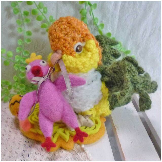 【あにまるめいと】★編みフィギュア／シロハラインコ