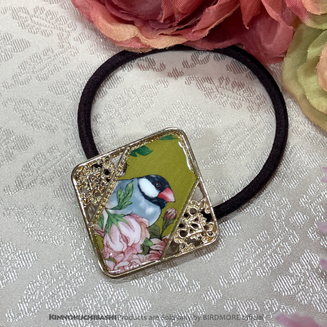 【金乃嘴】ヘアゴム・金透角/文鳥・桜