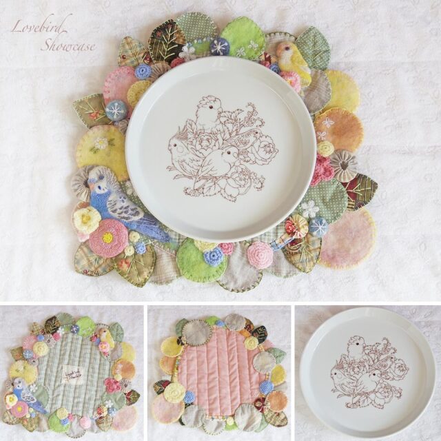 【Lovebird Showcase】★塗り絵プレート＆マットセット/鳥種いろいろ