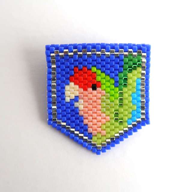 【HEE-HAW】ビーズ織りバッジ/コザクラ・ノーマル