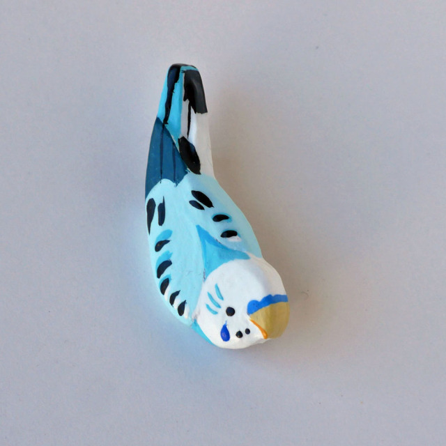 【HEE-HAW】★インコ・ブローチ/セキセイ・オパーリンブルー ◆