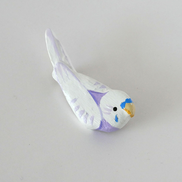 【HEE-HAW】★インコ・ブローチ/セキセイ・ライラック ◆