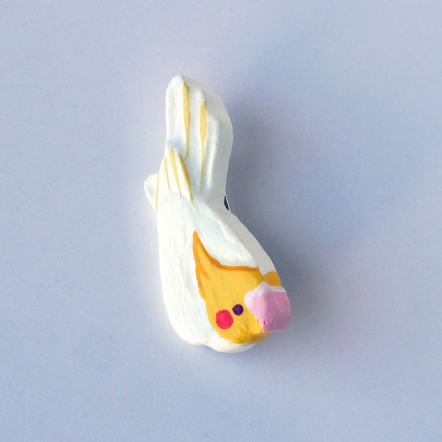 【HEE-HAW】★インコ・ブローチ/オカメ・白A ◆