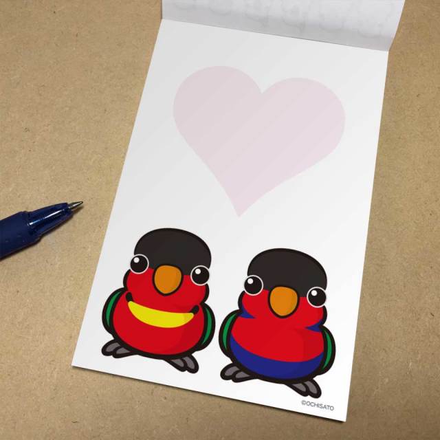 【いんこ屋堂】メモ帳/ヨダレカケズグロインコとオトメズグロインコ◆