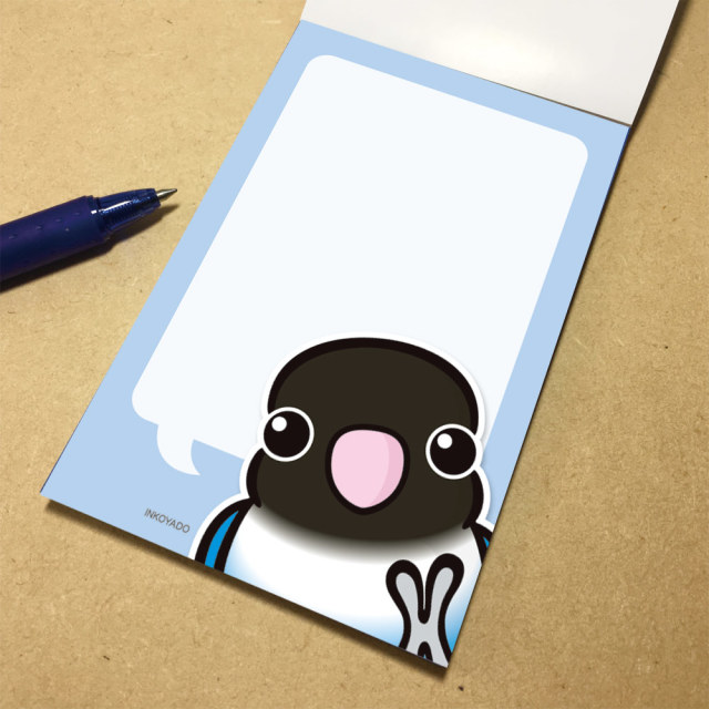 【いんこ屋堂】メモ帳・お喋り/ボタン・ブルー◆