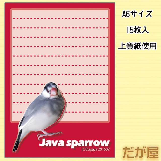 【だが屋】A6びんせん/文鳥・桜・見返り◆