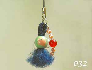 【珠とり屋】★ストラップ032/モモイロインコ◆