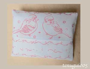 【珠とり屋】手ぬぐい005ティッシュカバー・桃色/すずめ◆