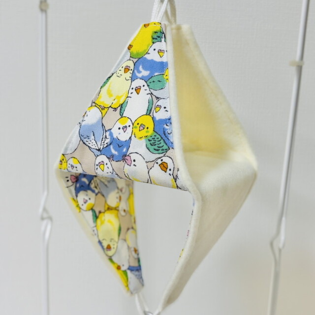 【はるベー】★リバーシブルCHANGEテントS/フリース(オフホワイト)／セキセイインコ