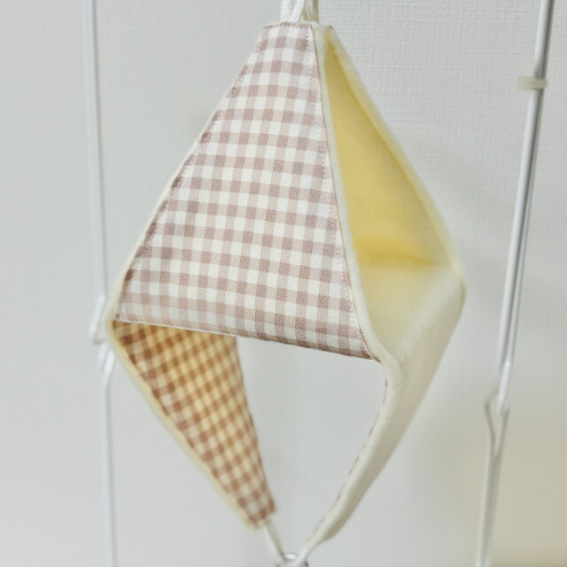 【はるベー】★リバーシブルCHANGEテントM/フリース(オフホワイト)／ピンク格子