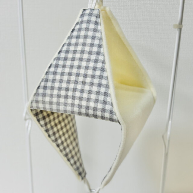 【はるベー】★リバーシブルCHANGEテントM/フリース(オフホワイト)／グレー格子