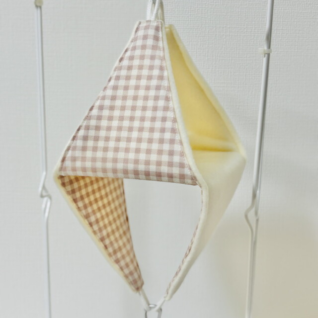 【はるべー】 ★リバーシブルCHANGEテントL/フリース（オフホワイト）／ピンク格子