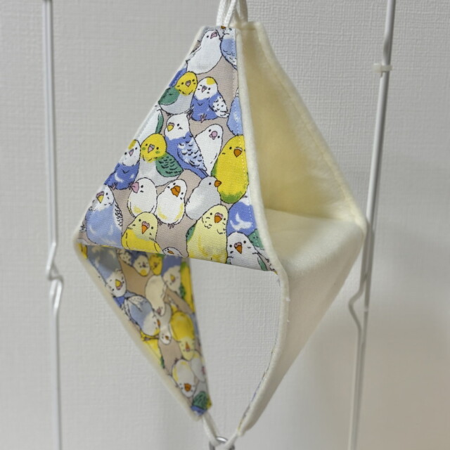 【はるべー】 ★リバーシブルCHANGEテントL/フリース（オフホワイト）／セキセイインコ