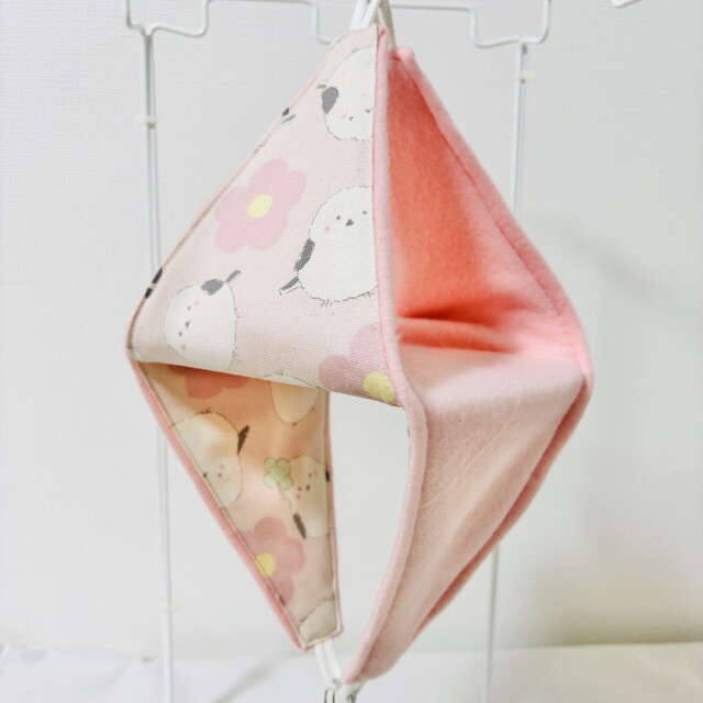 はるべー / ★リバーシブルCHANGEテント【LL】フリース (ベビーピンク)/ 大きなシマエナガ柄