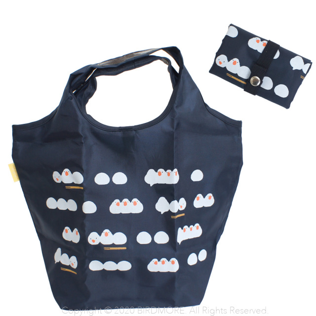 9997835【濱文様】★エコトート小・紺/おしくら文鳥