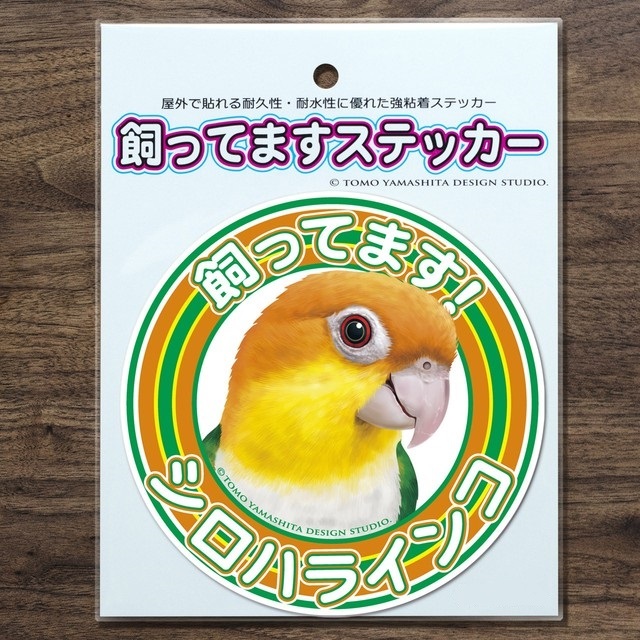 9997874【TOMO YAMASHITA DESIGN STUDIO】飼ってますステッカー シロハラインコ◆