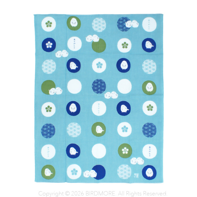 9998434【濱文様】ひとことはんかち/ありがとう シマエナガ◆