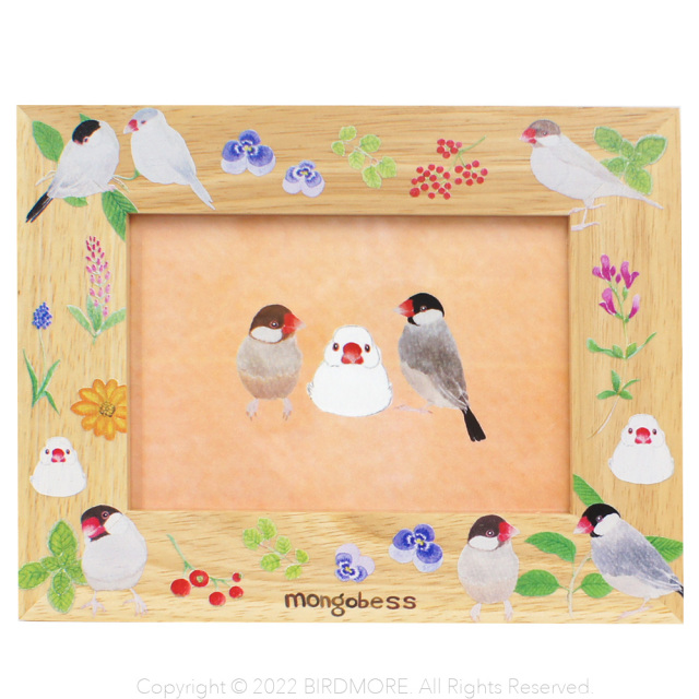 9998607【モンゴベス】フォトフレーム / 草花と文鳥