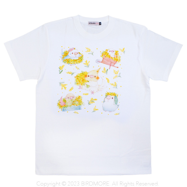 9999020【ゆとり屋】Tシャツ/ことりとミモザ