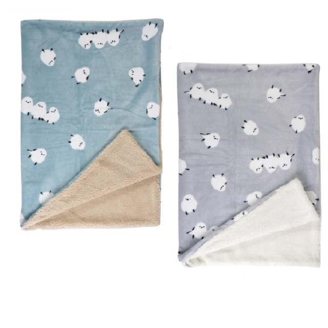 9999182【フレンズヒル】★ボア付きブランケット /ランダムしまださん