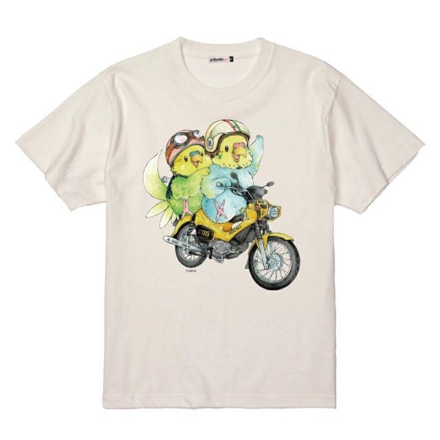 9999497【ゆとり屋】Tシャツ/セキセイインコ×クロスカブ