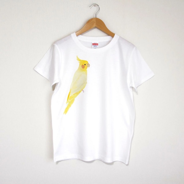 9999508【p-jet】Tシャツ・女性用M/オカメインコ（ルチノー）右向き